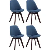 CLP 4er Set Besucherstühle Borneo V2 Stoff mit Polsterung blau Gestell Farbe walnuss