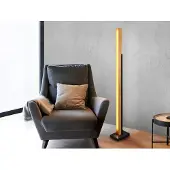 Eglo LED Stehlampe dimmbar, Holzlampe natur & Metall Schwarz, Leselampe hinter Sofa