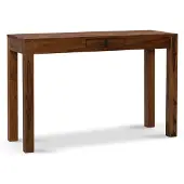 Wohnling Schreibtisch 118x40x76 cm Sheesham Massivholz Computertisch mit Schublade Homeoffice Bürotisch Massiv Schmal Platzsparend Holztisch