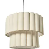Beliani Pendelleuchte hellbeige Stoff Leinen mattschwarzer Sockel Esszimmer Wohnzimmer moderner skandinavischer Stil