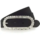 Tamaris Ledergürtel "Cher Silver" femininer Look, Schließe mit Glitzersteinen besetzt