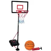 Dunlop Basketballkorb Set – Basketball Korb Höhenverstellbar: 165 - 205 cm – Basketballkörbe mit Basketballständer, Ball und Pumpe – Basketballkorb Outdoor mit Füllbarer Fussstand - Schwarz