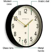 Newgate Universal Arabic Wanduhr in Schwarz
