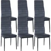 CLP 6er Set Esszimmerstühle Mayfair gepolstert mit Metallgestell hellgrau Material Samt