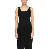 Comma Ripptanktop , Damen, Gr. 42, schwarz, Rippware, Obermaterial: 95% Baumwolle, 5% Elasthan, unifarben, körpernah hüftbedeckend, Rundhals, Tops Ripptanktop, mit Stretch