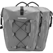 RockBros 2 Stück Gepäckträgertasche 100% Wasserdicht Fahrradtasche 25-32L Tasche mit Tragegriff Grau