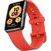 Huawei Watch Fit New Smart Watch, Schwarz, Silikongurt in Pomelo Red
