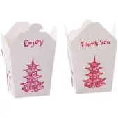 Pack4Food24 450 Asia NudelboxenAsiaboxen weiß eckig mit Pagode Neutraldruck 26oz 750ml