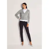 MADELEINE Eleganter Viskose-Cardigan mit Knopfleiste in steingrau / melange | Gr.: 40