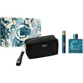 Versace Eros Pour Homme Geschenkset Eau de Parfum 100ml/ Eau de Parfum 10ml/ Black Trousse Bag