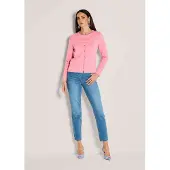 MADELEINE Basic Strickjacke mit Halbarmpullover in himbeersorbet / melange | Gr.: 36