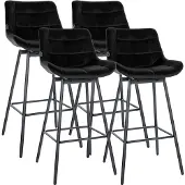 CLP 4er Set Barhocker Weston Schwenkbar Schwarz/Samt