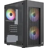 Aerocool Hexform, Mini Tower, PC, Schwarz, micro ATX, Mini-ITX, ABS, SPCC, Rücken, Vorderseite