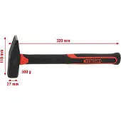 Ks Tools Werkzeuge-Maschinen GmbH Schlosserhammer mit Fiberglasstiel, 500g, auf Hänger