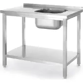 Hendi Tisch mit Spülbecken und Ablage - geschraubt, Tiefe: 600 mm, Budget Line, 800x600x(H)850mm