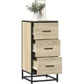 vidaXL Sideboard Sonoma-Eiche 35,5x35x76 cm Holzwerkstoff und Metall