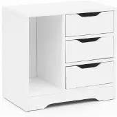 Wohnling Nachtkonsole WL5.708 49x50x30 cm Weiß Matt 3 Schubladen 1 Ablagefach Weisse Nachtkommode mit Stauraum Nachttisch Schlicht Modern