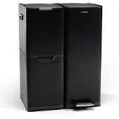 Klarstein Tiyo 3-in-1 Mülleimer - 60L Küchen-Abfalleimer mit Pedale & Soft-Close-Deckel, Edelstahlgehäuse, herausnehmbare Eimer, Kennzeichnungsaufkleber