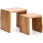 Natur24 2er-Set Beistelltische Lomiri 40 x 50 x 50 cm Akazienholz Natur