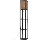 LINDBY Stehleuchte Birta, schwarz/natur, Regal, Rattan