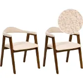 Beliani Esszimmerstuhl 2er Set Dunkelbraun u. Hellbeige Bouclé Stoffbezug mit Holzgestell Armlehnen Modernes Design Boho Küchenstühle