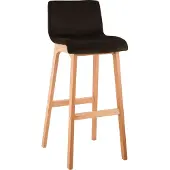CLP Barhocker Hover Samtbezug Vierfußgestell aus Holz Sitzhöhe 77 cm | Farbe braun