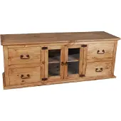 MiaMöbel TV-Kommode Mexico Möbel 160x60x50 cm Landhausstil Glas Massivholz Pinie Honig
