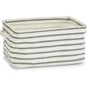 Zeller Canvas Aufbewahrungsbox grau gestreift 36x25x18cm