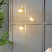 LumenXL Stehleuchte gold mit amber Glas, 3-flammig - Jesse