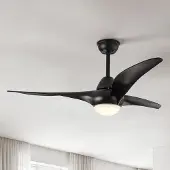 LumenXL Schwarzer Deckenventilator Wieke mit LEDs und einstellbarer Farbtemperatur