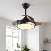 LumenXL Deckenventilator Vento schwarz mit braun inkl. LED und Fernbedienung