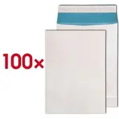Mailmedia 100er-Pack Faltentaschen C4 ohne Fenster fadenverstärkt weiß weiß, 22.9x32.4 cm
