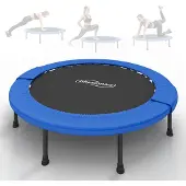 Gorilla Sports PHYSIONICS Mini Trampolin klappbar, Ø 81–122 cm, bis 100 kg, Schwarz-Blau | Indoor & Outdoor – rutschfeste Gummifüße, Fitness & Jumping für Erwachsen