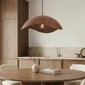 LumenXL Japandi-Hängelampe Zongse mit Metallschirm in Walnussoptik Ø56 cm