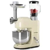 Klarstein Knetmaschine Küchenmaschine mit Fleischwolf, 1800W Teigmaschine Klein, 6 Stufen, Schneebesen Rühr- & Knethaken, Planetenrührwerk, Rührmaschine mit Mixer, Küchenmaschinen mit 5L Schüssel
