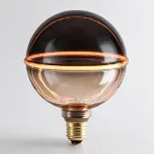 LumenXL Dimmbare 4W-Glühlampe E27, 1800K, amber und rauchfarbenes Glas mit horizontalem Ring Ø13 cm