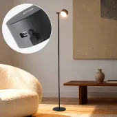LumenXL Schwarze Stehleuchte mit abnehmbarer Leselampe - Zinc