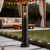 LumenXL Stehleuchte Livia mit Glasschirm - schwarz