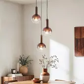 LumenXL Dijon Pendelleuchte in Braun mit drei Glaskugeln mit Ombre-Effekt
