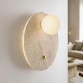 LumenXL 1-flammige Wandleuchte Artoa - Travertin (Naturstein) mit Glaskugel