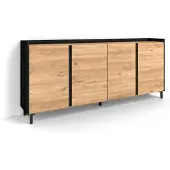 Skraut Home Sideboard Holzeffekt eiche und schwarz 207x35x91cm mit Beinen