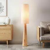 LumenXL Stehleuchte Haku aus Holz mit Stoffschirm - creme