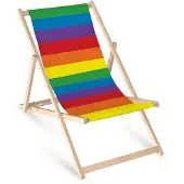 AllBags Holz Liegestuhl klappbar „LGBT Rainbow“ – Gartenstuhl Relaxstuhl Sonnenliege Balkon Terrasse bunt
