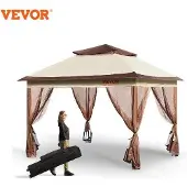 Markenlos Faltpavillon - Wetterfest, UV-Schutz, 334x334x218cm - Beige