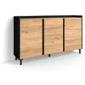 Skraut Home SIDEBOARD, Eiche und Schwarz, 156/35/91cm, mit Beinen