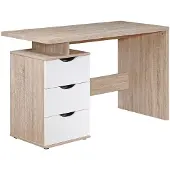 Wohnling Schreibtisch MASSA 120 x 76 x 53 cm mit 3 Schubladen in Sonoma Weiß Computertisch modern für Jugendliche Laptoptisch platzsparend mit Ablage