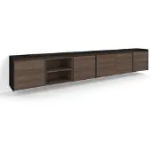 Skraut Home TV-Möbel Holzeffekt dunkler eiche und schwarz 309x35x50cm Hängend