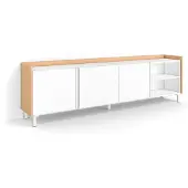 Skraut Home TV-Möbel Holzeffekt weiß und eiche 207x35x61cm mit Beinen