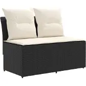 vidaXL 2 Stück Garten Mittel Sofa Mit Hochklapptisch Poly-Rattan