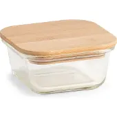 Zeller Vorratsbehälter m. Bambusdeckel, 320 ml, Glas, 11,2 x 11,2 x 5 cm